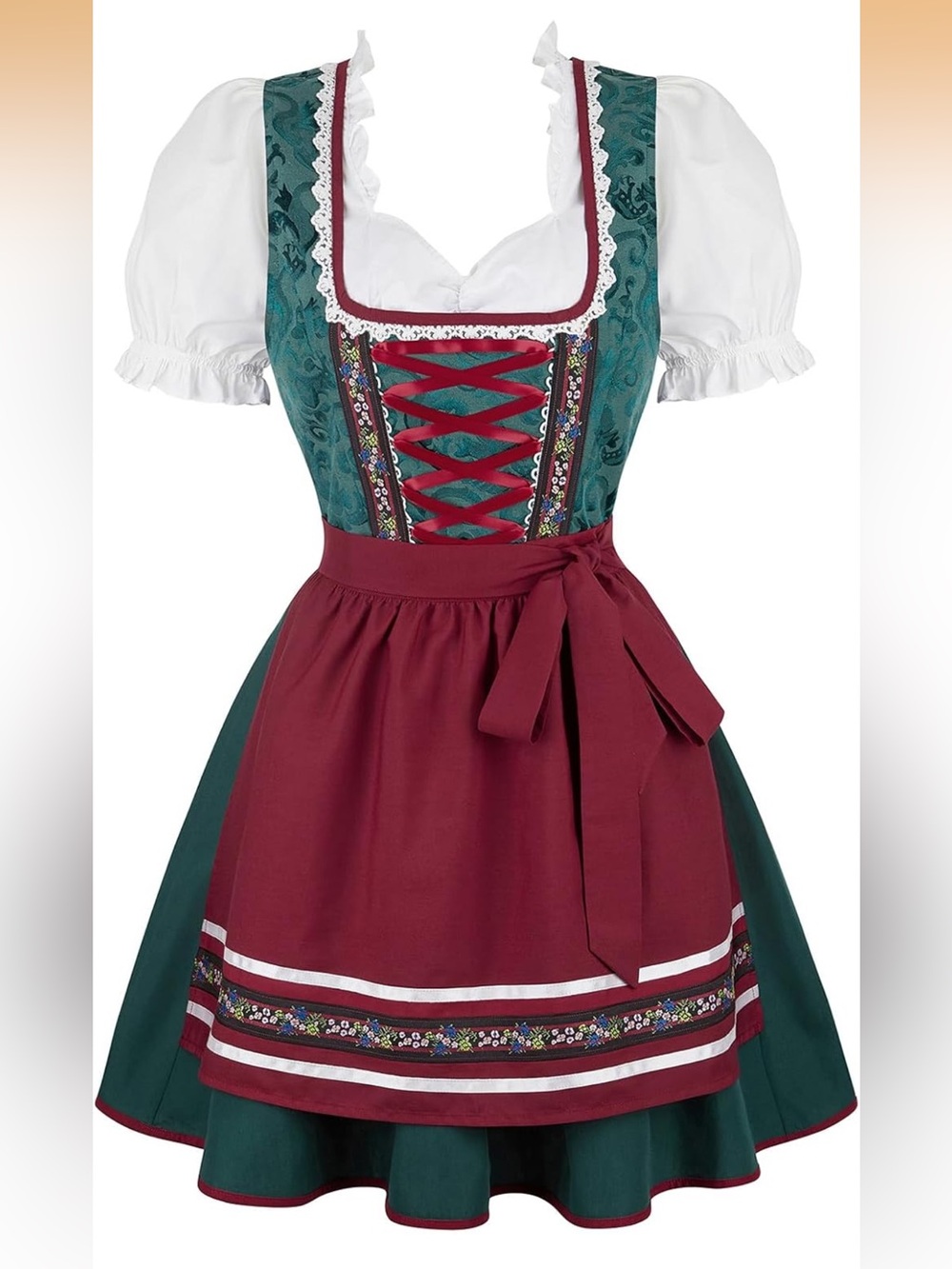 NWT XXL Parlsdy Womens Oktoberfest Dirndl Dress Set, Bavarian Festival Costume